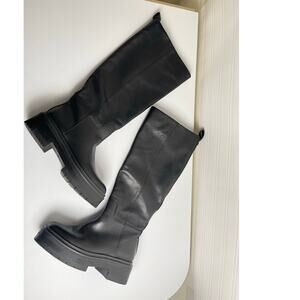 Sam Edelman Larina Tall Knee High Boot Waterproof Black Leather 6M 90s Edge Chic